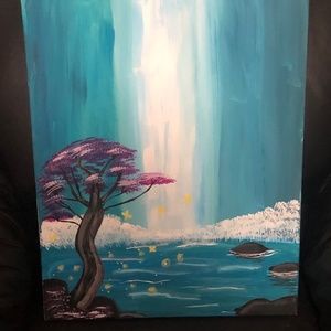 Hand painted acrylic cherry blossom tree painting